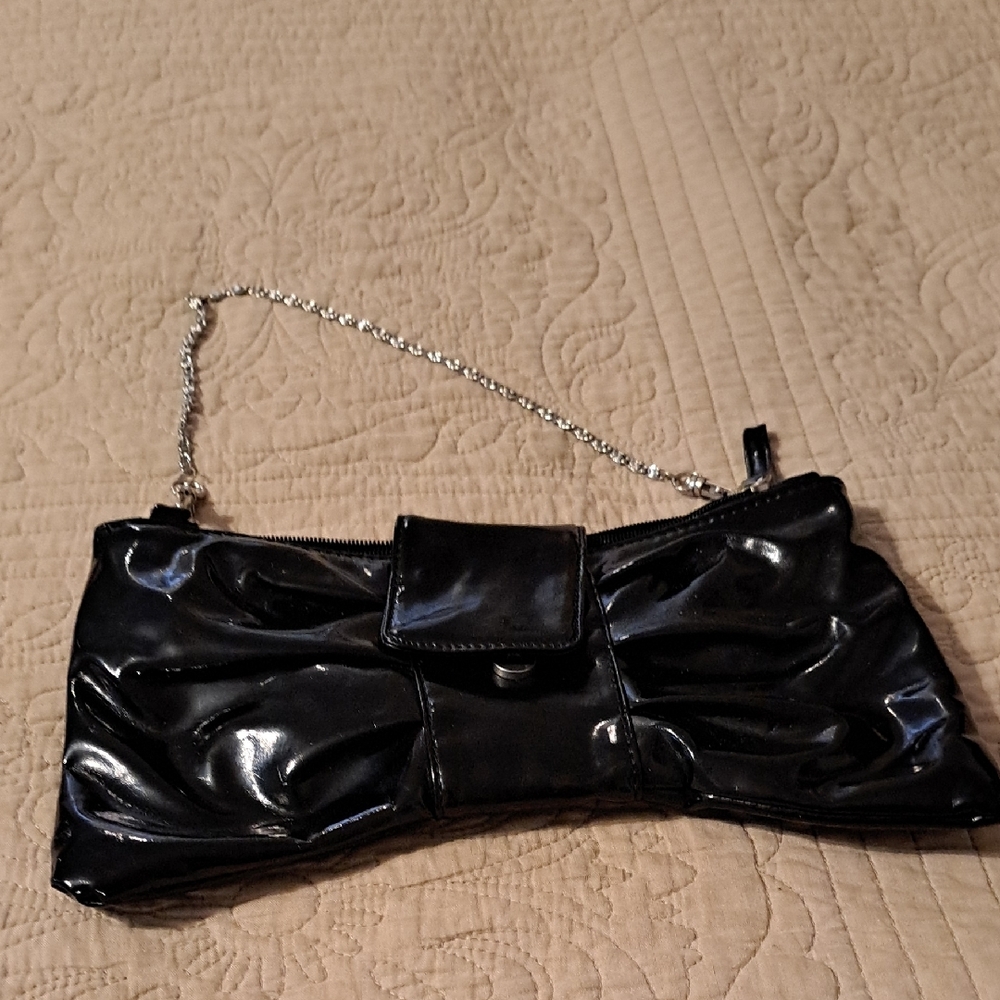 Vintage Black Patent Leather Clutch Bag